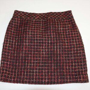 Ann Taylor Loft Women's Tweed Mini Skirt Size 0 NWT Red Black Beige Lined
